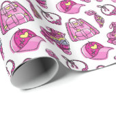 かわいいピンククールの女の子 ラッピングペーパー (ロールコーナー)
