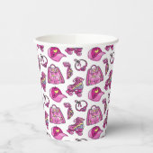 かわいいピンククールの女の子 紙コップ (左)