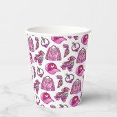 かわいいピンククールの女の子 紙コップ (正面)