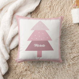 かわいいピンクグラデーションのクリスマスツモノグラムのリー クッション