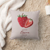 かわいいピンクグラニーシックなクロチェットストロベリーモノグラム クッション (ブランケット)