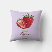 かわいいピンクグラニーシックなクロチェットストロベリーモノグラム クッション (裏面)