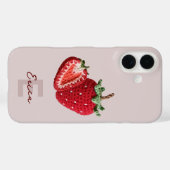 かわいいピンクグラニーシックなクロチェットストロベリーモノグラム Case-Mate iPhoneケース (裏面 (横))