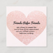 かわいいピンクグリッターハート顧客紹介カード 紹介カード (正面)
