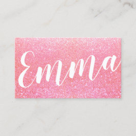 かわいいピンクグリッター手書き文字書き 名刺