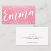 かわいいピンクグリッター手書き文字書き 名刺 (正面/裏面)