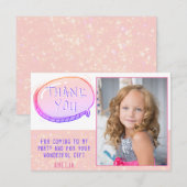 かわいいピンクグリッター誕生日ありがとうフォトカード (正面/裏面)