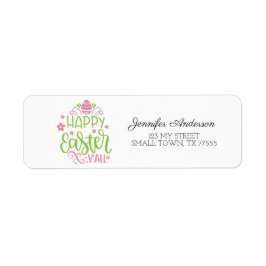 かわいいピンクグリーン春ハッピーイースターY'all Address ラベル