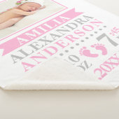 かわいいピンクグレーのベビーガールの誕生統計写真ソフト シェルパブランケット (3/4)