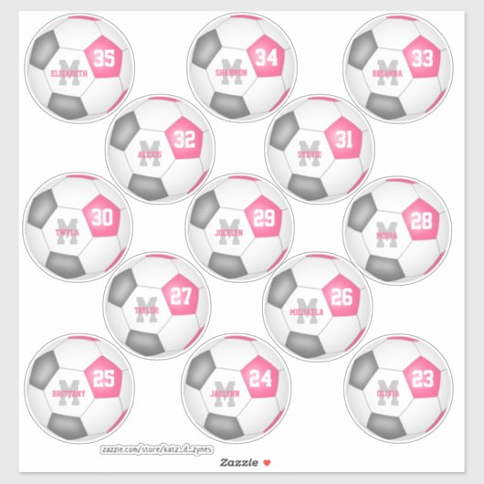 かわいいピンクグレーの個々のサッカー選手 シール (シート)
