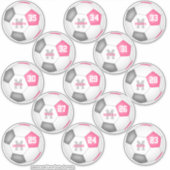 かわいいピンクグレーの個々のサッカー選手 シール (正面)