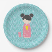 かわいいピンクコケシ ペーパープレート (正面)