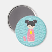 かわいいピンクコケシ マグネット (正面/裏面)