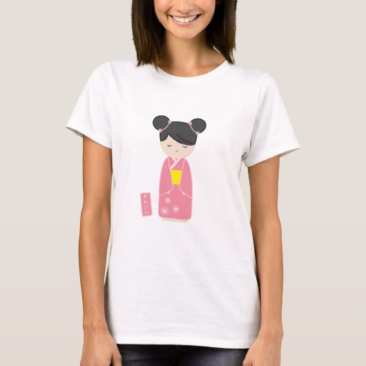 かわいいピンクコケシ Tシャツ (正面)