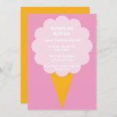 かわいいピンクコットンキャンディキッズバースデーパーティー招待状 招待状 (正面/裏面)