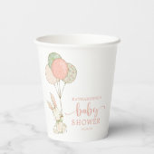かわいいピンクコテージバニーラビットベイビーシャワー 紙コップ (裏面)