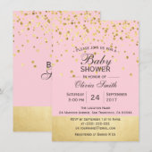 かわいいピンクゴールドのベビーシャワー招待状 招待状 (正面/裏面)