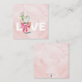 かわいいピンクサボテンのバレンタインデー ノートカード (正面/裏面)