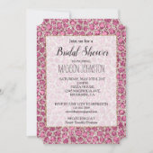 かわいいピンクシルバーグリッター豹 招待状 (正面)