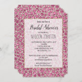 かわいいピンクシルバーグリッター豹 招待状 (正面/裏面)