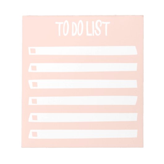 かわいいピンクシンプルの白ガーリー色のリスト ノートパッド (正面)