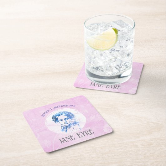 かわいいピンクジェーンアイレポートレートリーダー私は彼結婚したを スクエアペーパーコースター (インサイチュ)