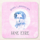 かわいいピンクジェーンアイレポートレートリーダー私は彼結婚したを スクエアペーパーコースター (正面)