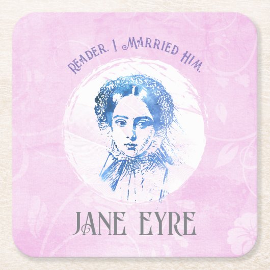 かわいいピンクジェーンアイレポートレートリーダー私は彼結婚したを スクエアペーパーコースター (正面)