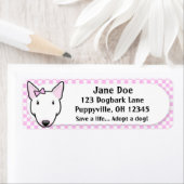 かわいいピンクジンガムホワイトブルテリア ラベル (インサイチュ)