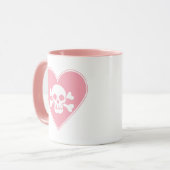 かわいいピンクスカルインハート マグカップ (正面左)