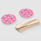 かわいいピンクスカルハロウィンパターン ハンドファン (組立なし)