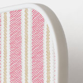 かわいいピンクストライプののピックボールパドル ピックルボールラケット (左詳細)