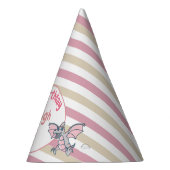 かわいいピンクストライプの恐竜とドラゴン恐竜 パーティーハット (右)