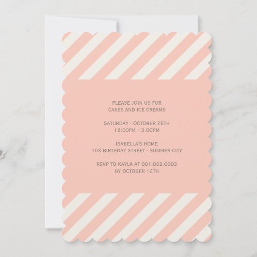 かわいいピンクダマスクバードフォトガール誕生日招待状 招待状 (裏面)