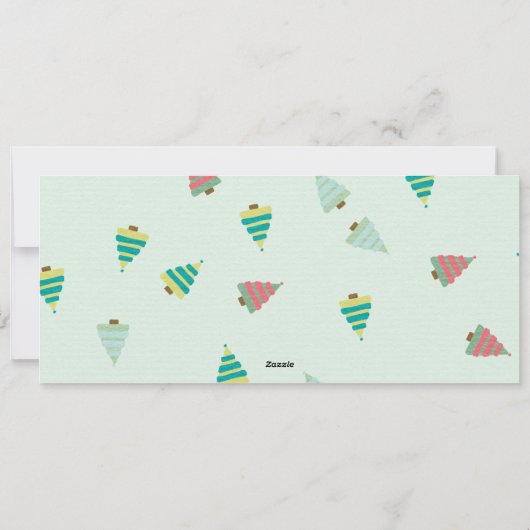 かわいいピンクティール(緑がかった色)クリスマスツリーズホリデーフォト シーズンカード (裏面)