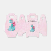 かわいいピンクティール（緑がかった色）ディーノ1st.誕生日パーティー フェイバーボックス (折り畳みなし)