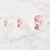 かわいいピンクテディベアホットエアバルーンパーティー コンフェッティ (正面)