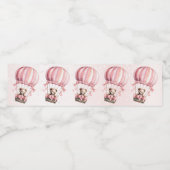 かわいいピンクテディベアホットエアバルーンパーティー ペットボトルラベル (シングルラベル)