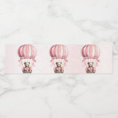 かわいいピンクテディベアホットエアバルーンパーティー ペットボトルラベル (シングルラベル)