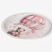 かわいいピンクテディベアホットエアバルーンパーティー ペーパープレート (アングル)