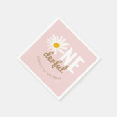 かわいいピンクデイジーワンダーフル1歳の誕生日パーティー スタンダードカクテルナプキン (角)