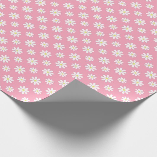 かわいいピンクデイジー花柄 ラッピングペーパー (角)