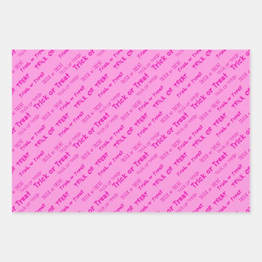 かわいいピンクトリックOトリートメントハッピーハローウィンギフト ラッピングペーパーシート (正面2)