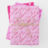 かわいいピンクトリックOトリートメントハッピーハローウィンギフト ラッピングペーパーシート (インサイチュ)