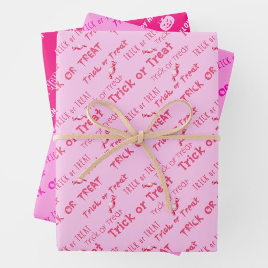 かわいいピンクトリックOトリートメントハッピーハローウィンギフト ラッピングペーパーシート (インサイチュ)