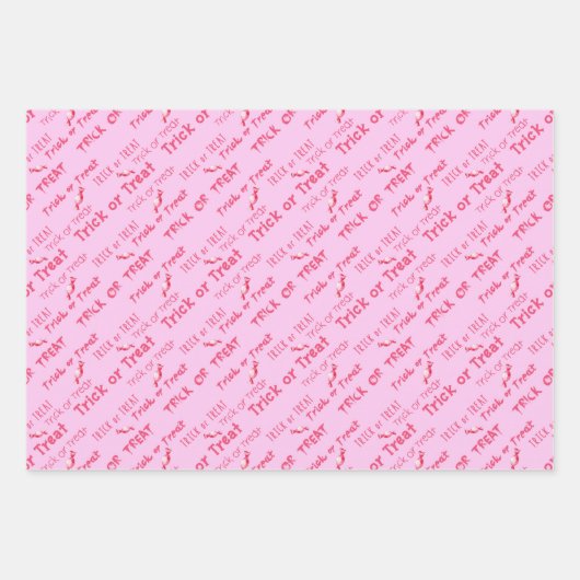 かわいいピンクトリックOトリートメントハッピーハローウィンギフト ラッピングペーパーシート (正面)