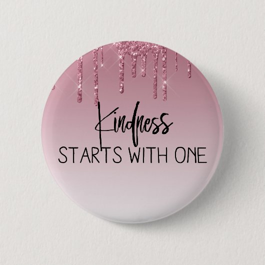 かわいいピンクドリッピンググリッター 感動的 缶バッジ (正面)