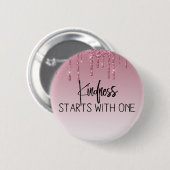 かわいいピンクドリッピンググリッター 感動的 缶バッジ (正面&裏面)