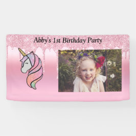 かわいいピンクドリッピンググリッター 横断幕