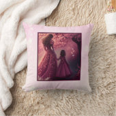 かわいいピンクドレスマムドーター引用文 ユニーク クッション (ブランケット)